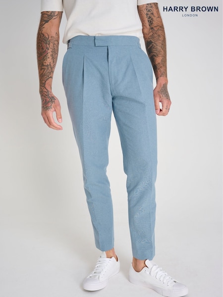 Синій - Harry Brown слім фіт Chris льон Cotton Blend піджачний костюм: елегантні штани (E59109) | 4 506 грн
