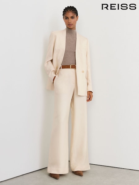Panna - Reiss Juniper Jacquard-stripe Wide-leg Trousers