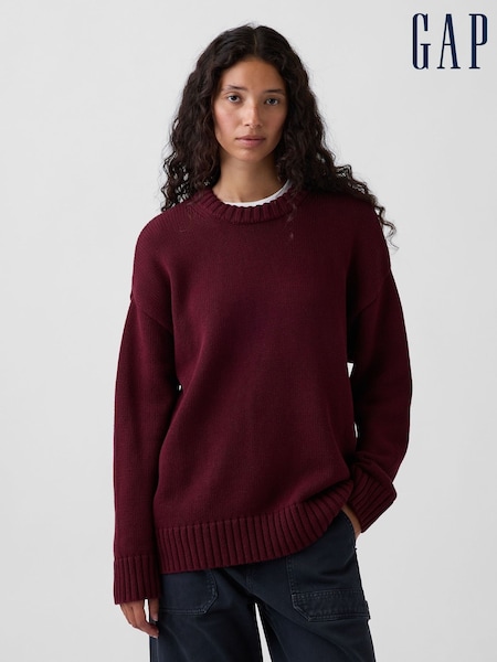 Rouge bordeaux - Pull surdimensionné à Col rond Gap