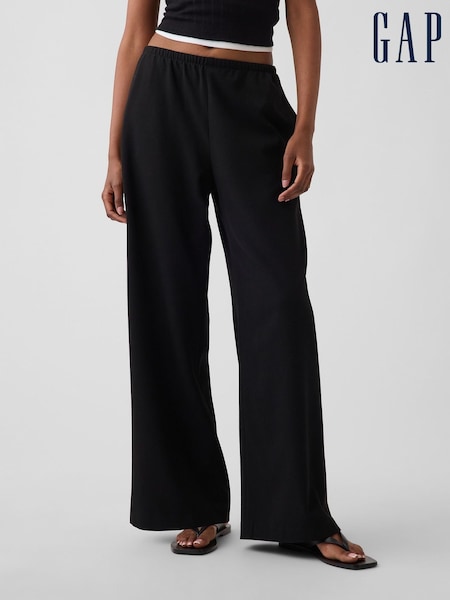Black - Gap Brushed Twill Easy Wide-leg Trousers
