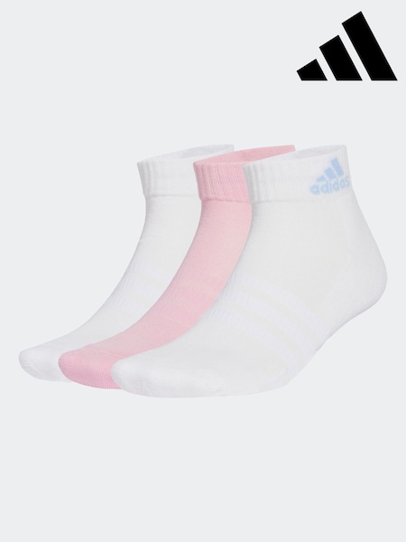 adidas White Sportswear Ankle 100% Cotton Socks 3 Pack (E59317) | €13