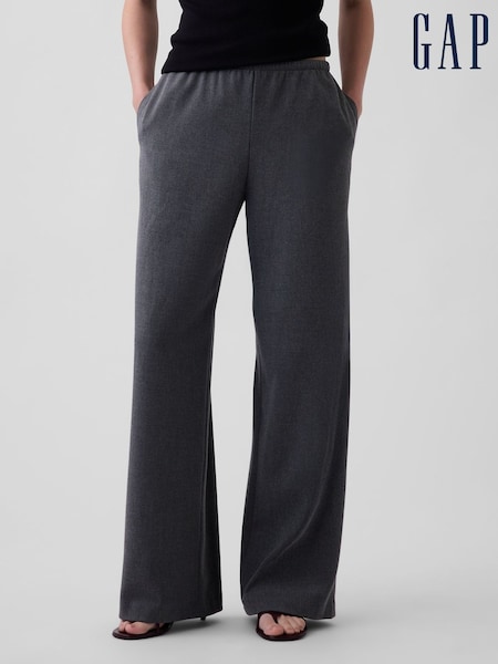 Grey - Gap Brushed Twill Easy Wide-leg Trousers