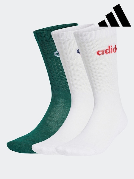 adidas Green Linear Crew Cushioned Socks 3 Pack (E59354) | €11.50