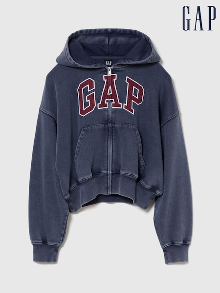 Blau - Gap Vintage Soft Oversized Logo Zip-up Hoodie