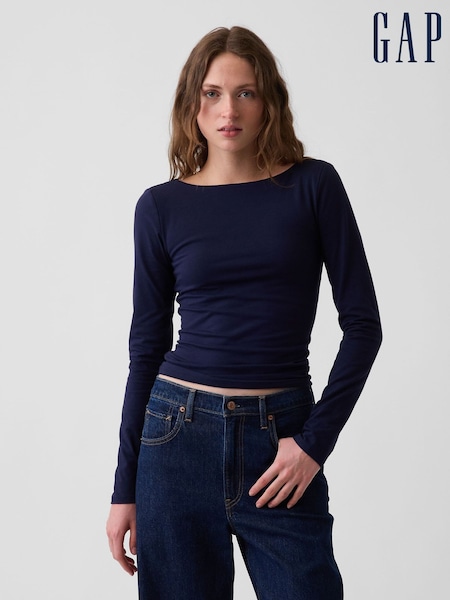 Zils/tumši zils - Gap Closeknit Jersey Scoop-back T-shirt