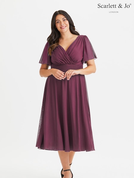 Scarlett & Jo Victoria Angel Sleeve Mesh Midi Long Dress (E59535) | ‏427‏₪