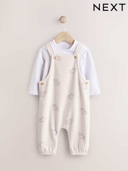 Oso gris - Velour Dungaree and Bodysuit Set (0mths-2yrs) (E59551) | 25 € - 28 €