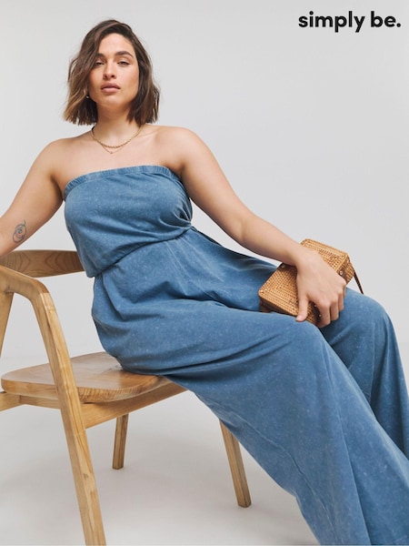 Simply Be Acid Wash Jersey Bandeau 100% Cotton Jumpsuit (E59613) | 41 €