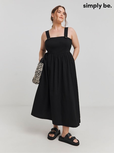 Simply Be Black 100% Cotton Poplin Apron Dress (E59623) | €26