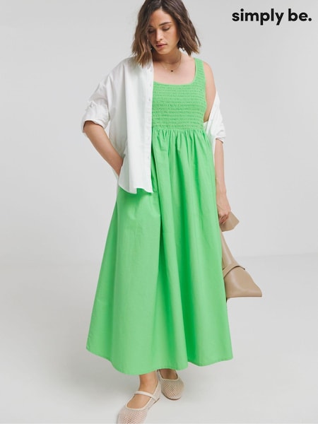 Simply Be Green 100% Cotton Poplin Apron Dress (E59624) | €21.50