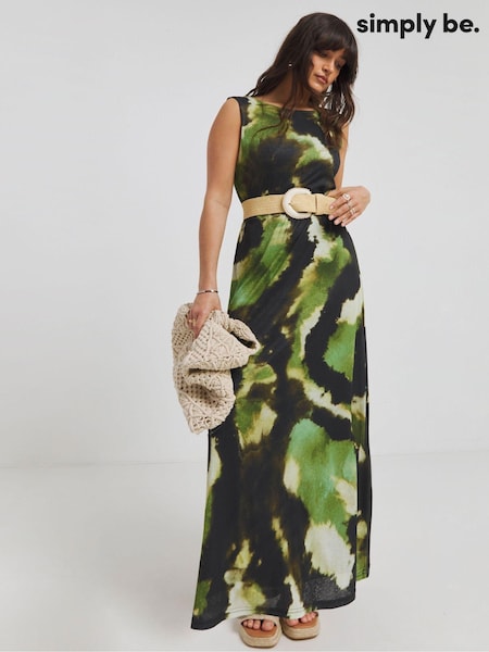 Simply Be Green Dry Mesh Maxi Dress (E59627) | AED113