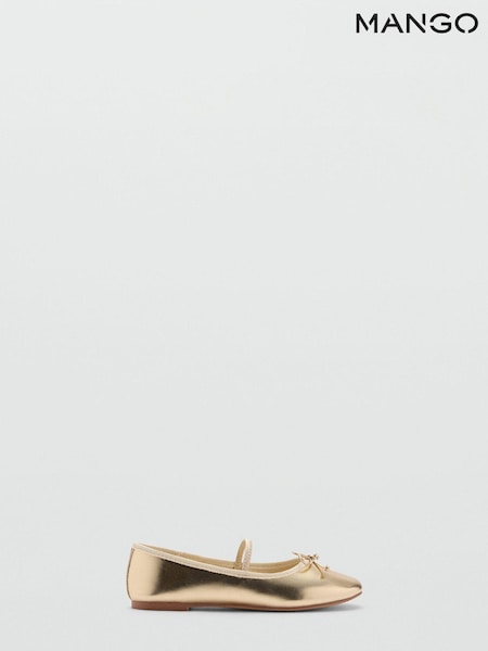 Mango Gold Metallic Strip Ballerinas (E59647) | €35