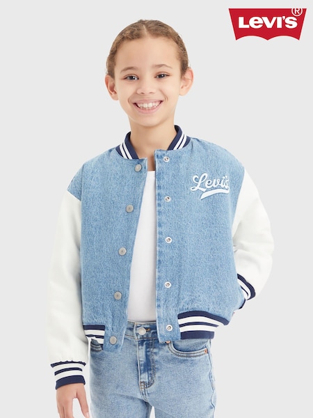 Levi's® 100% Cotton Varsity Denim Logo Bomber Jacket With Tipping Detail (E59687) | ‏366 د.إ.‏ - ‏ 387‏ د.إ.