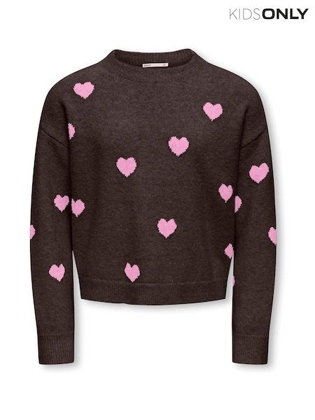 Braun - Only Kids Heart Long Sleeve Jumper