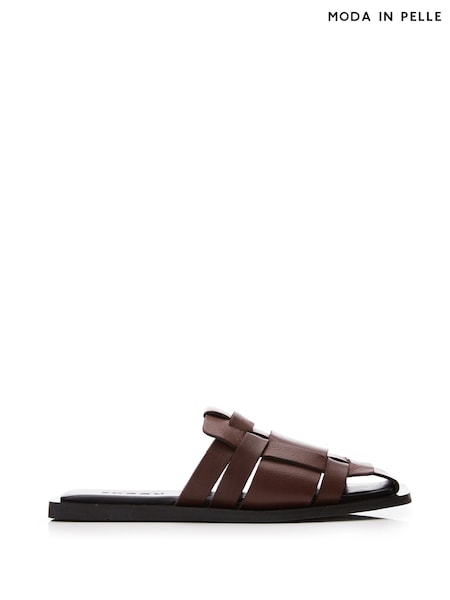 Moda in Pelle SH Akari Flat, Square Toe Woven Vamp Slides (E59871) | €108