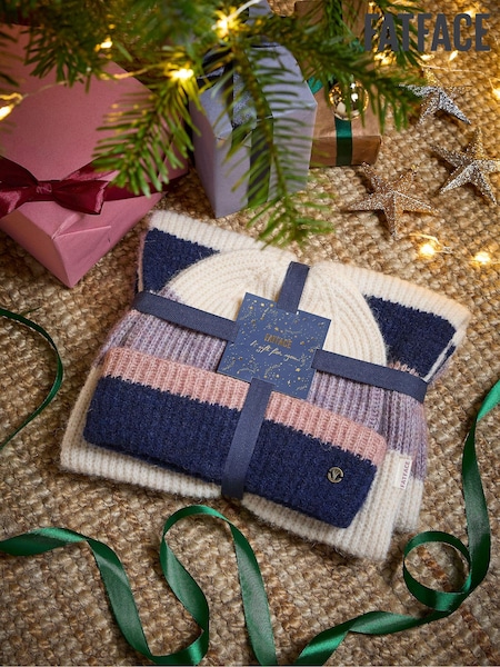 FatFace Multi Colourblock Hat and Scarf Gift Set (E59883) | €29