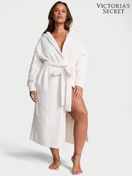 Victoria's Secret Coconut White Chenille Hooded Long Dressing Gown (E59887) | €43