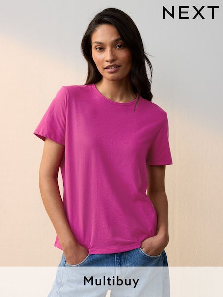 Raspberry Pink The Everyday Crew Neck Cotton Rich Short Sleeve T-Shirt (E59984) | €5