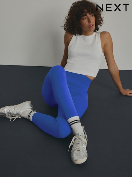 Cobalt Blue Ribbed Seamless High Waist Leggings (E59995) | €26