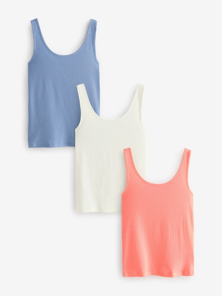 Blue/White Thick Strap Vests 3 Pack (E60016) | 128 QAR