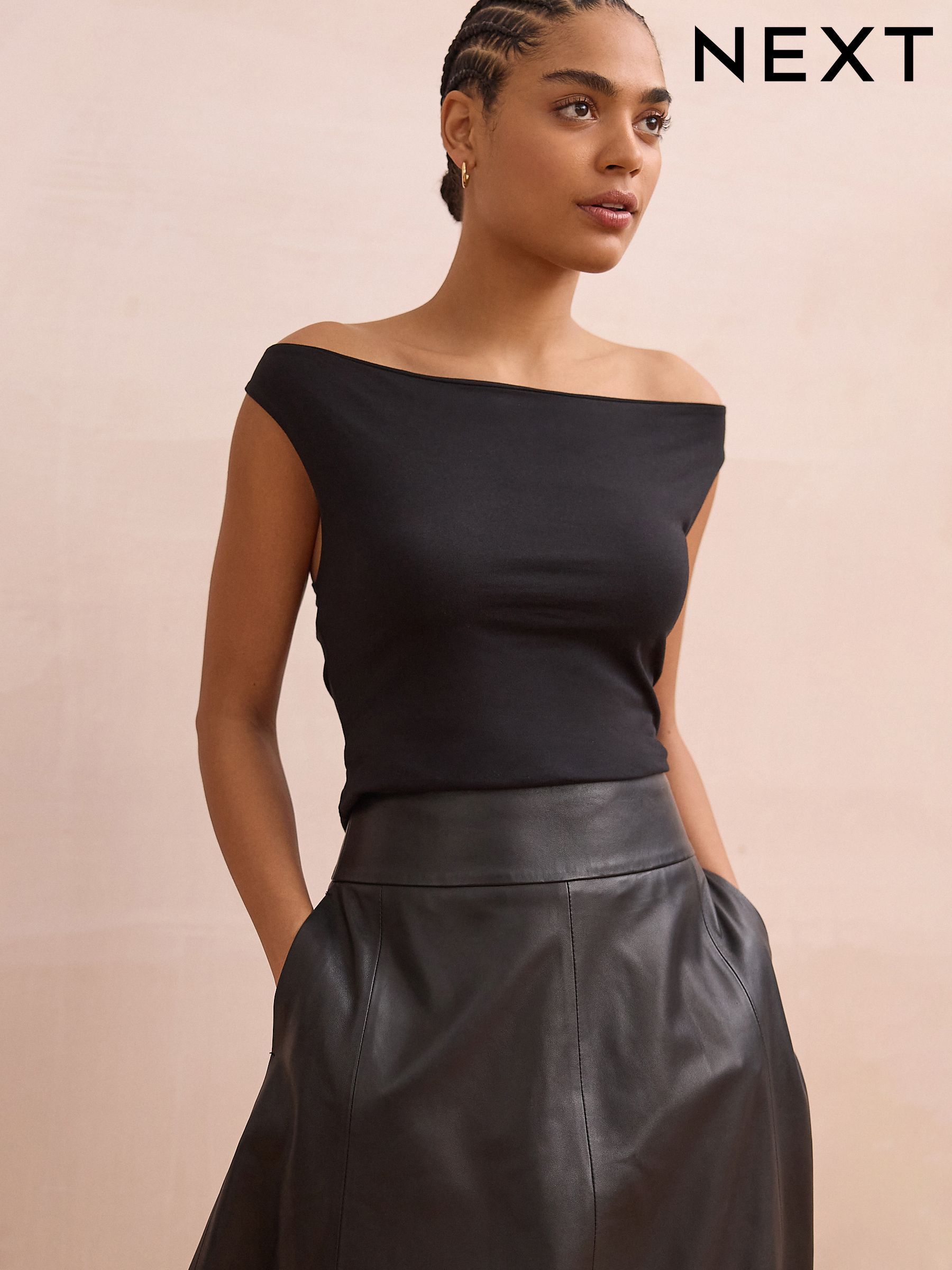 plain black bardot top