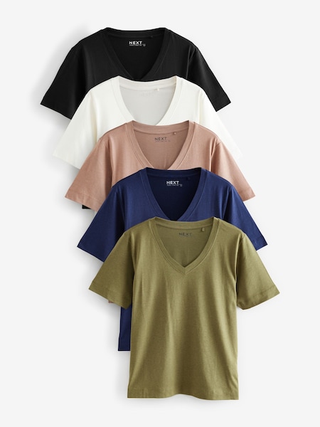 متعدد الألوان - Cotton Modal Slouch T-shirt 5 Pack (E60032) | ‏213 ر.ق.