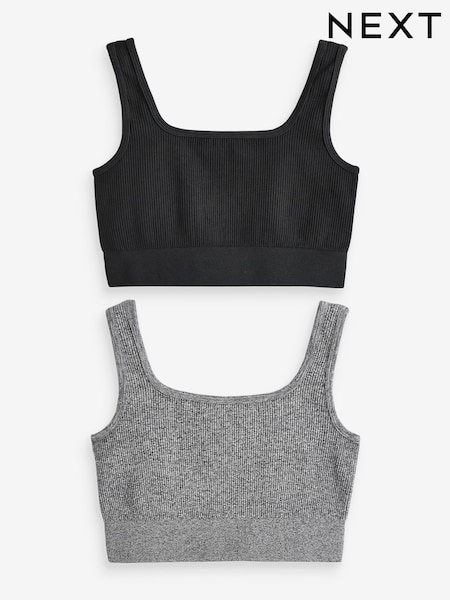 Multi Black Ribbed Bra Tops 2 Pack (E60040) | €42