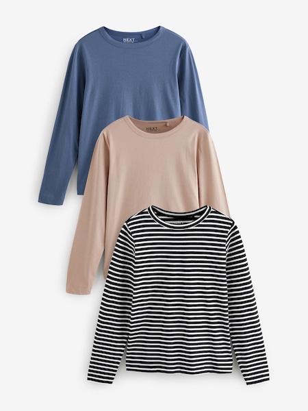 Multi 100% Cotton Long Sleeve T-Shirts 3 Pack (E60045) | €30