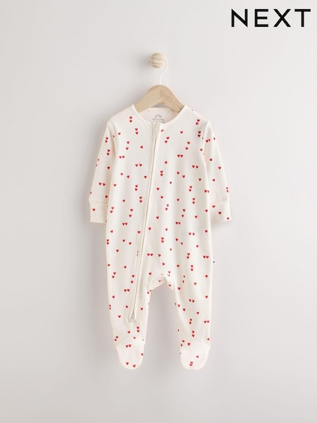 Cream Sydän - Baby Valentines 100% Cotton Sleepsuit (0-2yrs) (E60081) | €14 - €16
