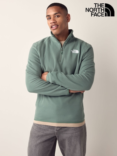 ירוק - לוגו בצד - The North Face Neutral Side Logo Glacier Quarter Zip Fleece (E60177) | ‏302‏₪