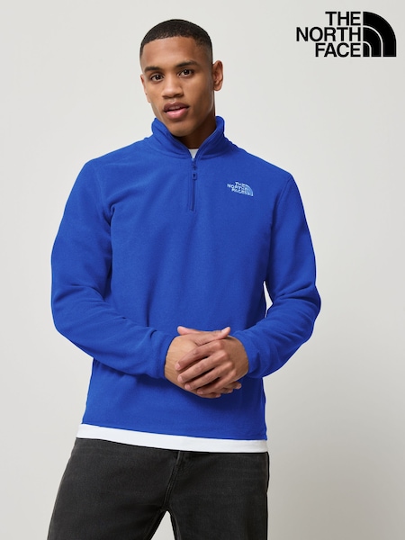 כחול עז - לוגו בצד - The North Face Neutral Side Logo Glacier Quarter Zip Fleece (E60180) | ‏302‏₪