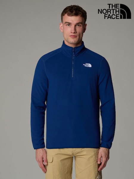 The North Face Blue Chrome Side Logo Neutral Side Logo Glacier Quarter Zip Fleece (E60222) | €85