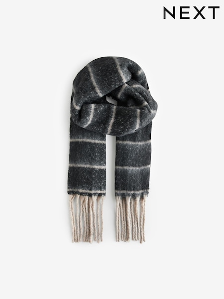 Charcoal Grey Stripe Heavyweight Blanket Scarf (E60413) | €14