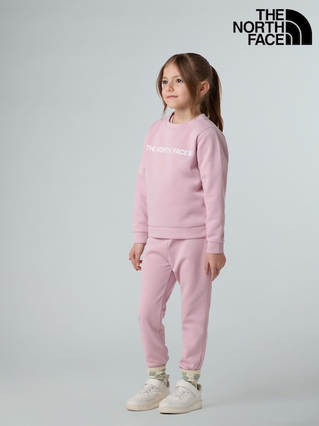 The North Face Pink Girls Poly Sweat Top And Bottoms Set (E60550) | $87