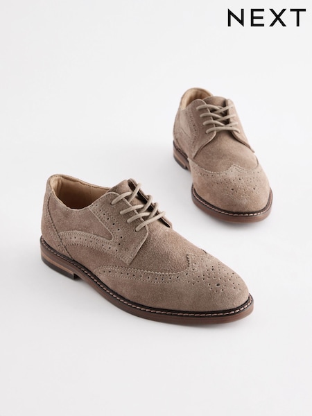 Prírodný semiš - Leather Laceup Brogue Shoes (E60582) | €43 - €54