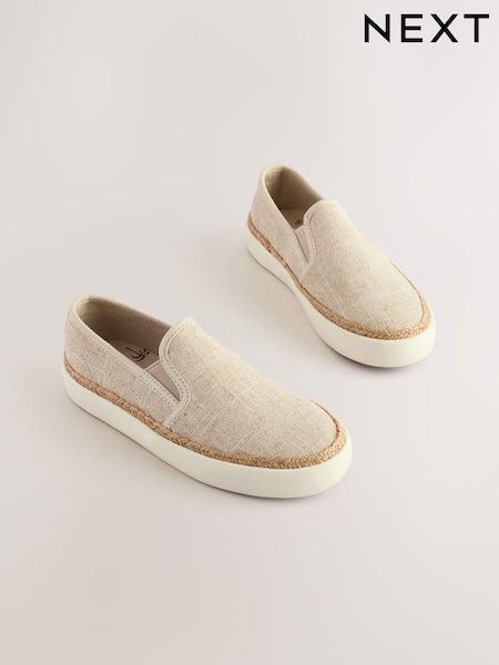 Neutral Linen Slip On Shoes (E60583) | AED102 - AED137
