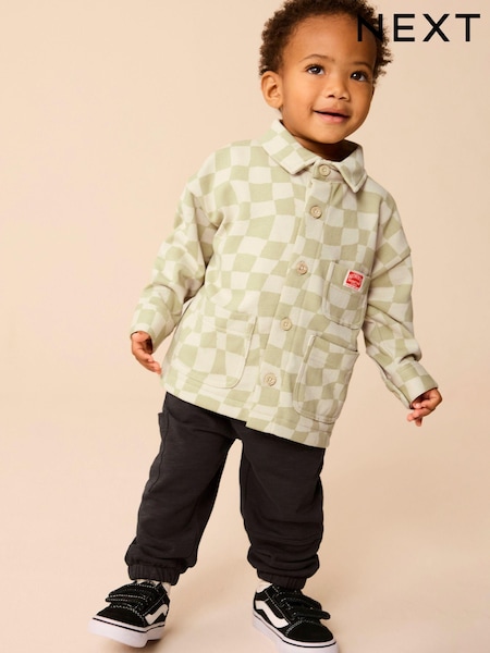 Sage Green Checkerboard 100% Cotton Jersey Shirt and Joggers Set (3mths-7yrs) (E60679) | 741 UAH - 906 UAH
