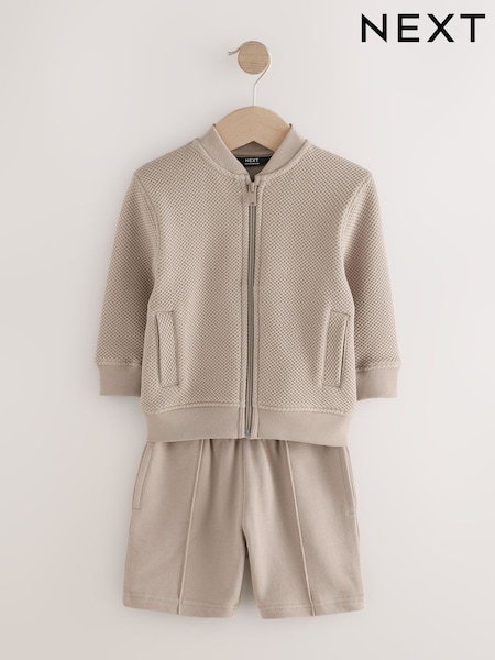 Stone Jersey Bomber Jacket and Shorts Set (3mths-7yrs) (E60688) | $35 - $42