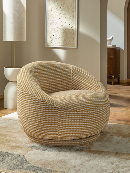 Mini Stripe Geo Ochre Yellow Hague Swivel Accent Chair (E60693) | €550