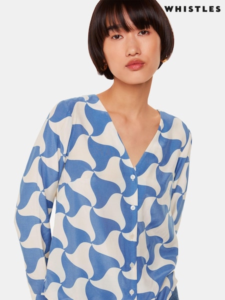 Whistles Blue Spun Triangle Blouse (E60699) | €50