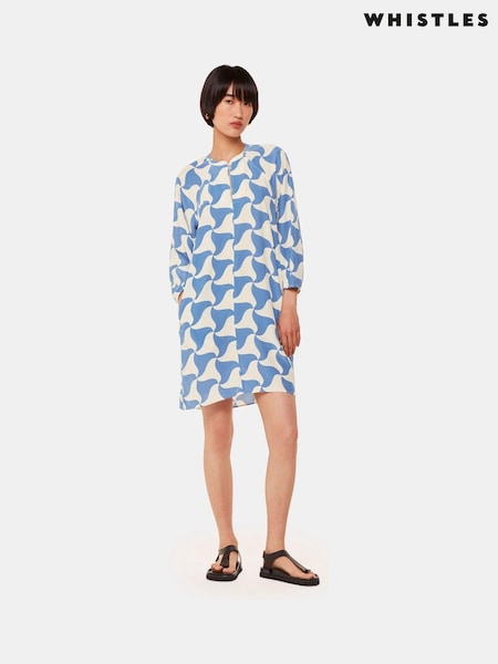 Whistles Blue Spun Triangle Dress (E60707) | €66