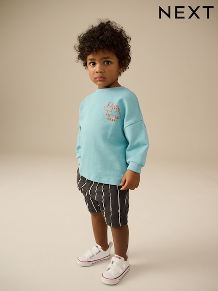 Blue/Black Sweatshirt and Shorts Set (3mths-7yrs) (E60717) | SGD 26 - SGD 30