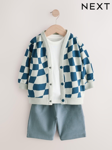 Navy 100% Cotton Jersey Cardigan and Carpenter Short Set (3mths-7yrs) (E60718) | €13.50 - €17.50