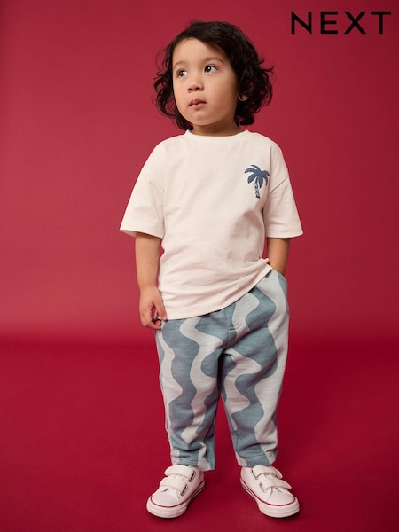 Grey Wavy 100% Cotton Patterned Jersey Joggers (3mths-7yrs) (E60749) | kr167 - kr200