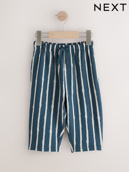 Navy Blue/White Stripe 100% Cotton Patterned Jersey Joggers (3mths-7yrs) (E60750) | AED41 - AED51