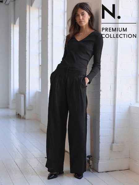 Musta - N. Premium Smart 100% pellavahousut (E60777) | €86