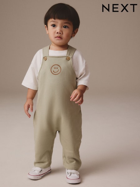 Sage Green 100% Cotton Jersey Dungaree And T-Shirt Set (3mths-7yrs) (E60794) | kr284 - kr351