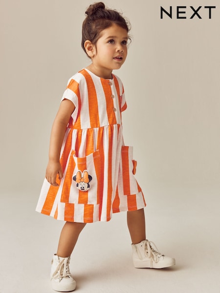 Minnie Mouse Orange Stripe Short Sleeve Jersey Dress (3mths-7yrs) (E60796) | 79 QAR - 89 QAR
