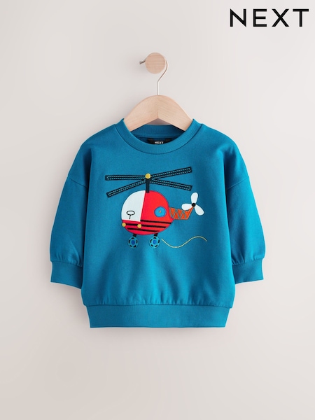 Blue Embroidered Crew Neck Sweatshirt (3mths-7yrs) (E60819) | €12 - €14