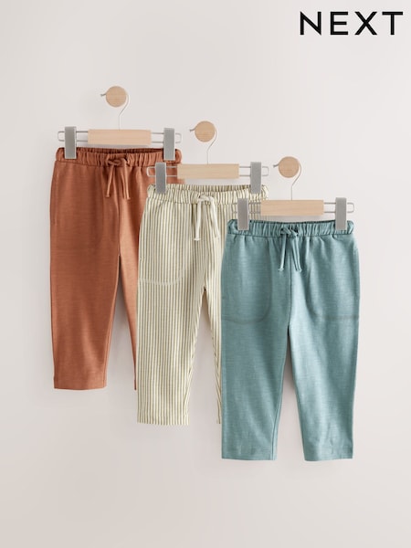 Blue/Rust Brown/Ecru Stripe 100% Cotton Lightweight Jersey Joggers (3mths-7yrs) (E60820) | $29 - $35